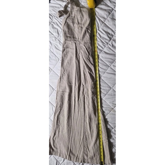 Old Navy Women's Linen Blend Midi Dress Beige Oatmeal A-Line V-Neck M Tall NWT - Picture 8 of 8